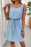 Square Neck Hollow Out Sleeveless Dress