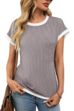 Casual Round Neck Knitted Pocket T-Shirt