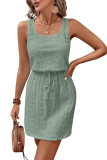 Square Neck Hollow Out Sleeveless Dress