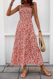 Floral Print Sleeveless Backless Dress