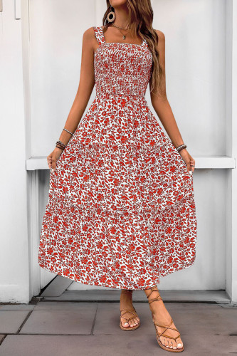 Floral Print Sleeveless Backless Dress