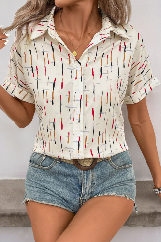 Summer Lapel Printed Short Sleeve Shirt