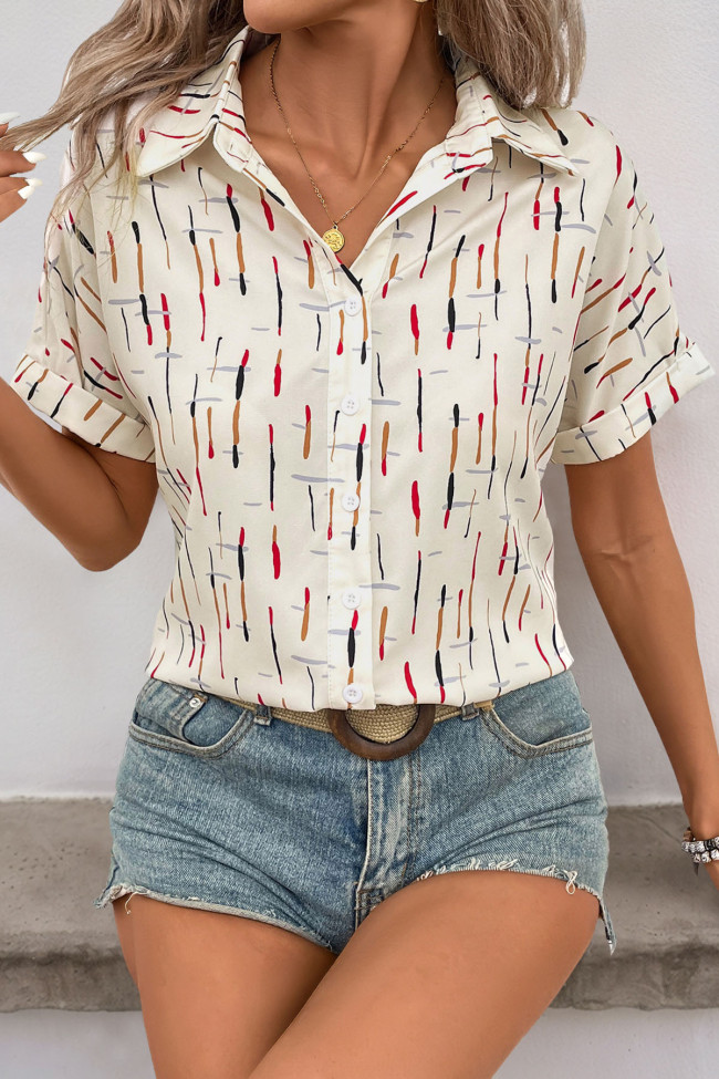 Summer Lapel Printed Short Sleeve Shirt