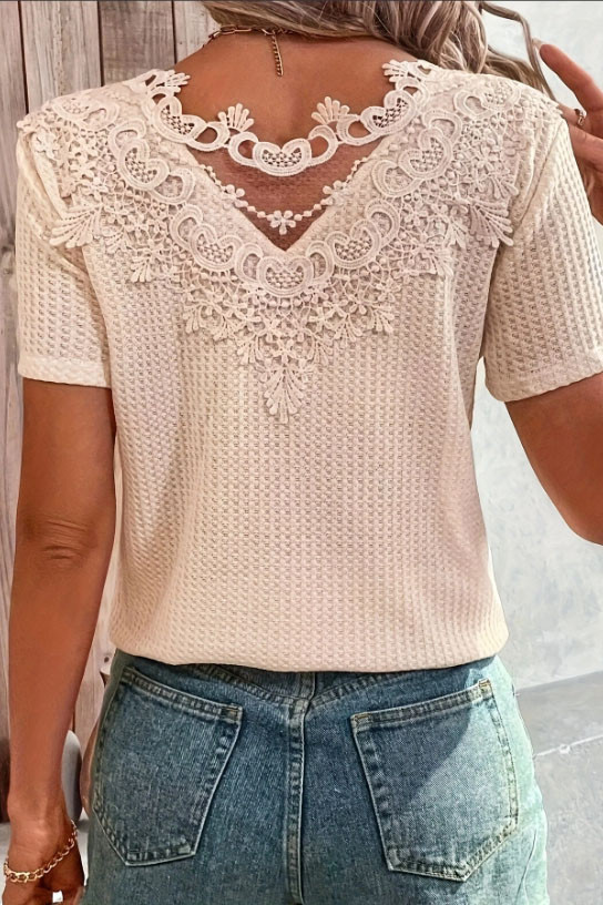 Summer Short Sleeved Lace Knitted T-Shirt