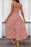 Floral Print Sleeveless Backless Dress