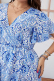 Large Size Summer Printed Short Sleeved Dress