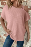 Versatile Off Shoulder Knitted Short Sleeved Shirt
