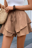 Lotus Leaf Edge Texture Layered Wide Leg Shorts