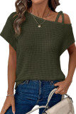 Versatile Off Shoulder Knitted Short Sleeved Shirt