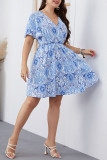 Large Size Summer Printed Short Sleeved Dress