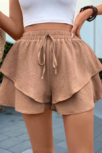 Lotus Leaf Edge Texture Layered Wide Leg Shorts
