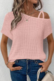 Versatile Off Shoulder Knitted Short Sleeved Shirt