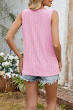 Round Neck Hollow Pleated Vest Sleeveless T-Shirt