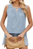 Round Neck Hollow Pleated Vest Sleeveless T-Shirt