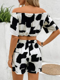 Two Piece Cross-border Printed Sexy Top And Shorts Set