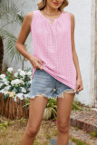 Round Neck Hollow Pleated Vest Sleeveless T-Shirt