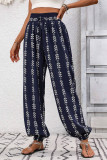 Grid wide leg lantern pants casual pants