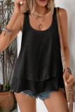 Sleeveless Double Layer Cake Tail T-Shirt