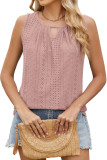 Round Neck Hollow Pleated Vest Sleeveless T-Shirt
