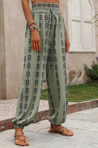 Grid wide leg lantern pants casual pants