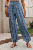 Grid wide leg lantern pants casual pants