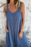 V Neck Loose Fit Wide Leg Jumpsuit