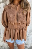 Button Up Puff Sleeve Shirts