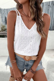 Solid Color Jacquard V-Neck Sleeveless Shirt
