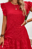 Solid Color Loose Ruffled Sleeveless Dress