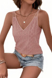 Solid Color Jacquard V-Neck Sleeveless Shirt
