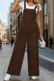 Solid Color Corduroy Shoulder Strap Sleeveless Pants