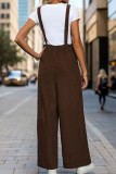 Solid Color Corduroy Shoulder Strap Sleeveless Pants