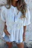 Button Up Puff Sleeve Shirts