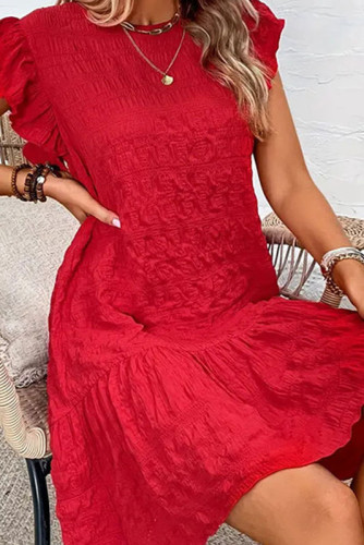 Solid Color Loose Ruffled Sleeveless Dress