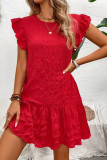 Solid Color Loose Ruffled Sleeveless Dress