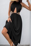 Halter Neck Sleeveless Hollow Maxi Dress