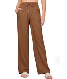 Linen High Waisted Loose Wide Leg Pants