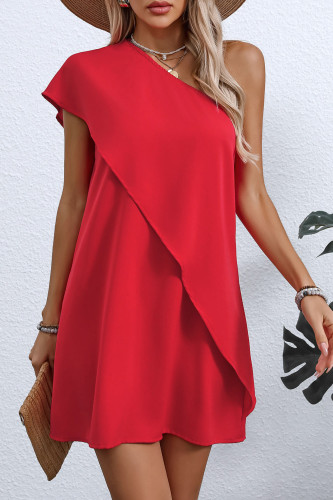 Fake Two Slanted Shoulder Sleeveless Dresses