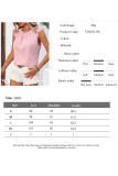 Round Neck Pleated Lace Cuff Sleeveless Shirt