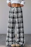 Casual Checkered Printed Wide Leg Pants
