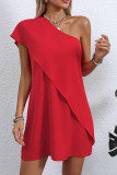 Fake Two Slanted Shoulder Sleeveless Dresses