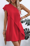 Fake Two Slanted Shoulder Sleeveless Dresses