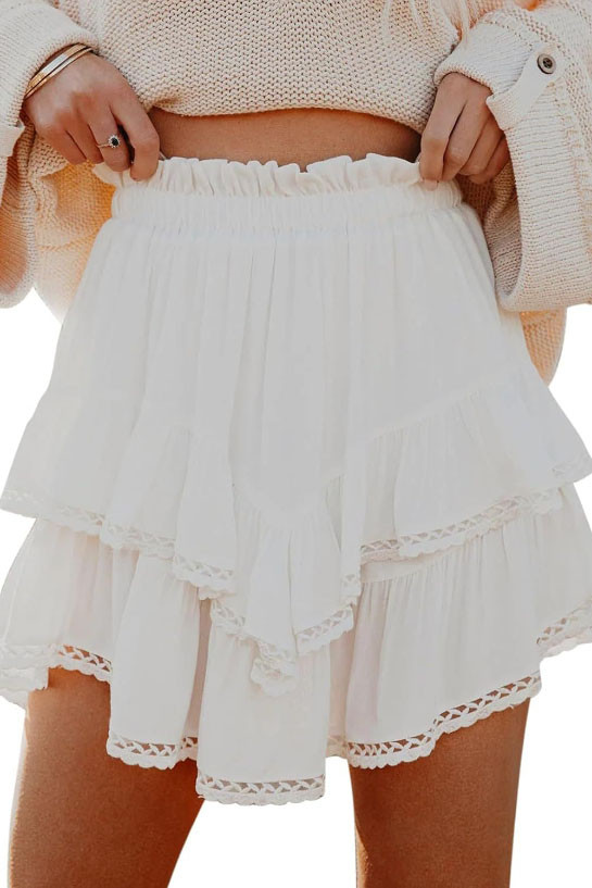 Bohemian High-Waisted Pleated Layered Miniskirt