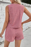 Plaid Print Short Sleeve Shorts Two-Piece Set