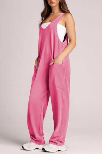 Casual Solid Color Sleeveless Camisole Jumpsuit