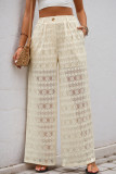 High-Waisted Sheer Casual Elastic Wide-Leg Pants