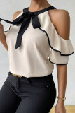 Bow Tie Collar Double Layer Short Sleeve Shirt