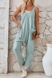 Casual Solid Color Sleeveless Camisole Jumpsuit