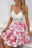 Sleeveless Lace Lotus Leaf Sling Dress