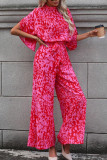 Bat-Wing Sleeve Shirt Wide-Leg Pants Two-Piece Set
